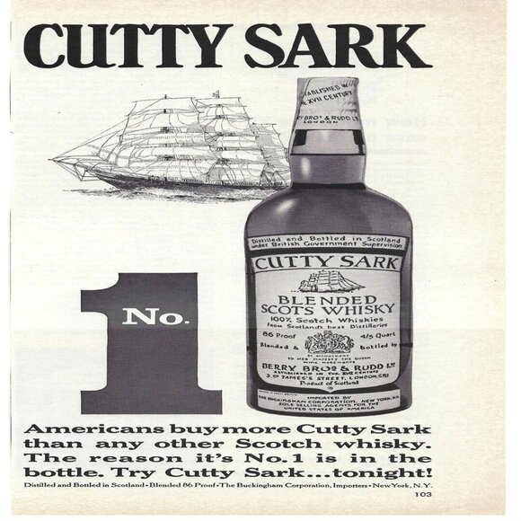 1967 Cutty Sark Blended Scots Whiskey Americans Vintage Magazine Print Ad/Poster - Picture 1 of 1